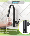 Touchless Kitchen Faucet With Pull Down Sprayer Matte Black Finish Motion Sensor High Arc Spout 1.8 GPM Flow in action