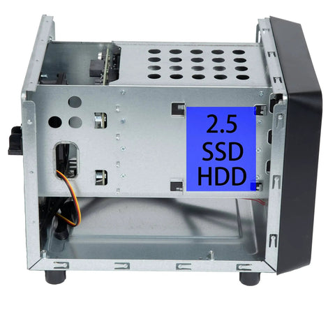 Side view of 4 Bay DIY NAS Case With 4 Drive Bays For 2.5 And 3.5 Inch Drives Mini ITX Motherboard Support Front USB 3.0