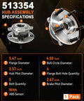 Front Wheel Bearing Hub Assembly Fits Mazda 3 2014 2018 And Mazda CX 3 2016 2021 5 Lug With ABS shown with specifications