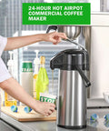 Commercial Airpot Coffee Brewer With 2.2L 74oz Thermal Carafe Stainless Steel Pour Over Coffee Machine in use