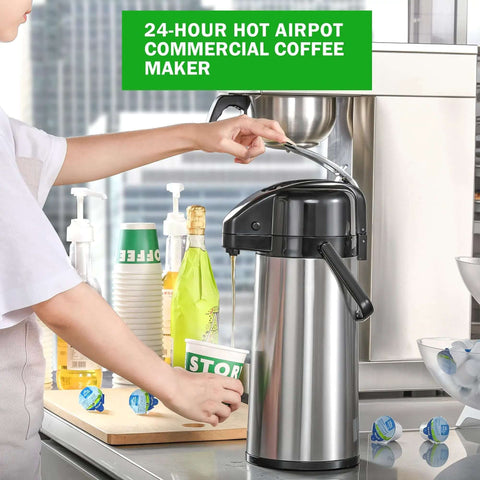 Commercial Airpot Coffee Brewer With 2.2L 74oz Thermal Carafe Stainless Steel Pour Over Coffee Machine in use