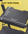 Close-up of wide pedal with dimensions on 4 Step Folding Ladder With 900 Lbs Capacity, Anti Slip Wide Pedals And Handrails