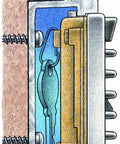 Side view of AccessPoint KeySafe Slimline Lock Box With Push Button Combination For Permanent Wall Mount, showing two-key capacity.