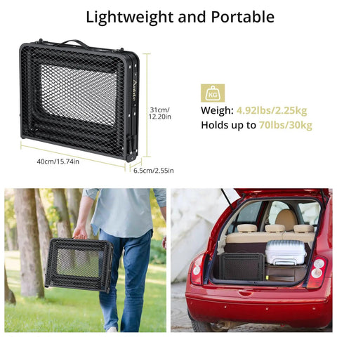 Folding Grill Table For Camping And BBQ, Aluminum Outdoor Table With Adjustable Height Up To 27.5 Inches, folded for portability
