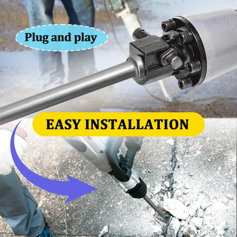 Plug and play feature of 3 Pack Pneumatic Taper Punch And Air Cold Chisel Set For Air Hammer Tools shown in use on concrete