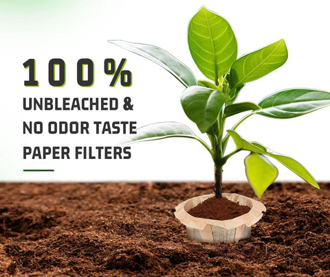 Disposable K Cup Coffee Filters With Lid For Keurig Single Serve Brewers Fits All Keurig Single Serve Filter Brands Natural With Lid 300 Count Easy Cleanup And Fast Brews with plant symbolizing eco-friendliness