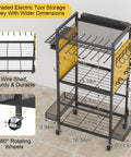 All In One Power Tool Organizer Cart With Charging Station On Wheels Heavy Duty Garage Tool Storage With 8 Outlet Power Strip