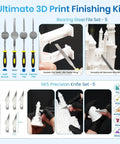 Ultimate 3D Print Finishing Kit with steel files and precision knives for Pro Grade 84 Piece 3D Printer Tools Kit With Slotted Organizer Bag