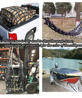 Heavy Duty Hanging Cargo Lifting Net Built Tough With Tear Resistant Safety Straps 1X1M in use securing loads in various settings.