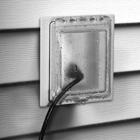 Built Tough Heavy Duty 1-Gang Recessed Weatherproof In-Use Outlet Cover 6-In-1 Nonmetallic Design on siding wall