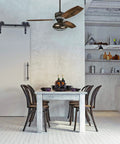 Vintage Indoor 54 Inch Ceiling Fan With Light And Remote, Weathered Bronze Two Tone Finish With Reversible Driftwood Blades in dining room