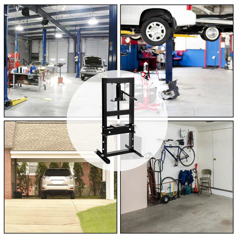 6-Ton Hydraulic Shop Press With Adjustable Working Table And H-Frame, Benchtop Garage Press For Auto Body Repair, Black