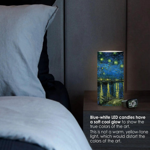 Flameless LED Flickering 6 Inch Pillar Wax Candle Light With Realistic Glow Dragonfly Art Tiffany Battery Operated Remote Control With Timer on bedside table
