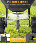 Heavy Duty Tow Behind Broadcast Spreader With 200 Lb Hopper And 13 Inch Pneumatic Tires spreading seeds