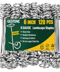 Heavy Duty 8 Gauge Landscape Staples Pins for Weed Barrier Fabric 6 Inch Galvanized Stakes with Removal Tool 120 Pack