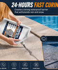 Person applying Straight Up Solid Self Leveling Concrete Crack Filler And Sealant Four Pack Gray Repair Kit to gap in patio.
