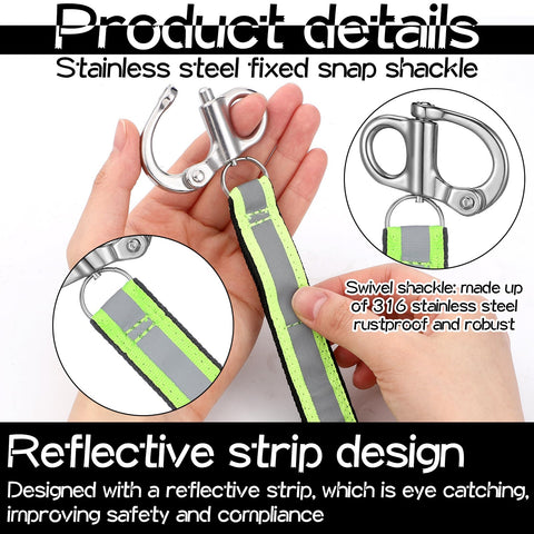 4 Pack Quick Release Shackle Set With Reflective Handles For Firefighter SCBA Masks, Marine Grade 316 Stainless Steel Fixed Snap Shackles