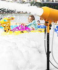 Whip Up An Insane Amount Of Froth With This Beast 1000W Outdoor Foam Party Machine spraying foam near a child on a float.