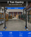Beefed Up 2 Ton Gantry Crane Up To 4500 Lbs Capacity Adjustable Height 8.53 To 12.47 Ft 6.56 Ft Width Steel I Beam Construction Portable Shop Hoist For Factories And Warehouses Blue 2026 Upgraded in factory setting.