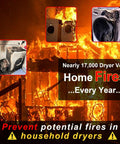 Image of house fires caused by clogged dryer vents, highlighting the importance of a Dryer Vent Lint Cleaner Kit With Flexible Vacuum Hose Attachment For Deep Cleaning Clogged Ducts No Fuss Quick Twist And Lock Universal Fit For Most Vacuums.