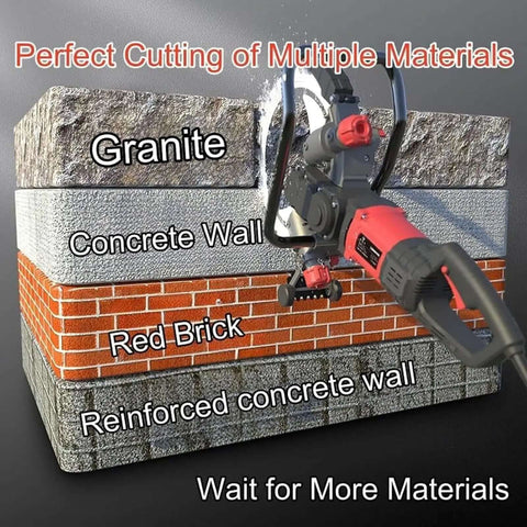 Pro Power 8800W Ring Concrete Saw Rips Through Concrete And Steel With 11.8 Inch Depth Electric Wall Grooving Tool cutting through granite, brick, and concrete.