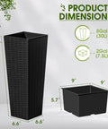 Resin Tall Planters For Outdoor Plants Set Of 2 Large Tapered Flower Pots With 4 Drainage Holes No Fuss Modern Outdoor Decor