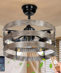 20 Inch Bladeless Ceiling Fan With Lights Remote App Control, Modern Vintage Design, showing app and remote control