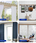 Heavy Duty Adjustable Curtain Rod Set With One Inch Diameter Wood Grain Pattern in various indoor and outdoor settings
