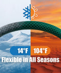 Three Foot Leader Hose For Garden Reels And Outdoor Faucets With Flexible PVC And Brass Fittings, suitable for all seasons and temperatures.