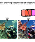 Comparison of underwater photo with and without Waterproof Dive Housing With Color Correcting Filters For Dope Underwater Photography, No Lens Removal Needed, Red, Light Red, And Magenta Filters, Fits Hero 9 Through 13 Black Cameras, Submerge Up To 147 Feet