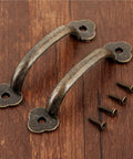 Vintage 85mm Drawer Knob Set For Cabinets And Dressers, 4 Pack Wooden Jewelry Box Pull Handles with screws on wood surface