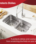 Premium Stainless Steel Sink Protector Set With 13x16 And 11.26x14.5 Grates for Double Bowl Kitchen Sinks installed in sink