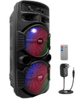 Beast 600W Peak Portable Bluetooth PA Speaker System With Dual 8 Inch Subwoofers And 1 Inch Tweeter, Remote, Charger