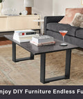Living room with table using Beefy 16 Inch DIY Modern Square Coffee Table Legs Set, black glossy, supporting books and drink.