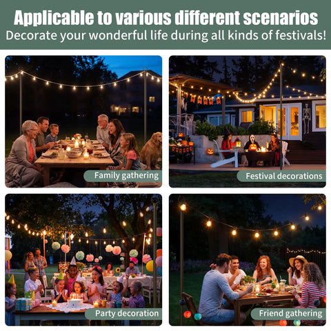 Outdoor string light poles 2 pack 10 ft tall ground insertion poles for string lights in multiple backyard party settings