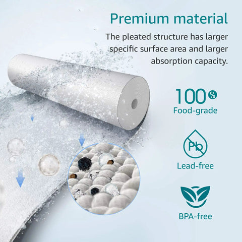 Whole House Sediment Filter 5 Micron Replacement For 10x2.5 Inch Systems Pack Of 6, premium food-grade material, BPA-free.