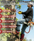 Man using Tree Climbing Spikes Set with Rope and Straps for Climbers Hunters Fruit Pickers and Loggers Durable Manganese Steel Claws