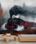 Steam Train Wall Mural Large 169x118 Inch Fabric Wallpaper For Living Room Decor Backdrop Dope Railroad Locomotive Theme