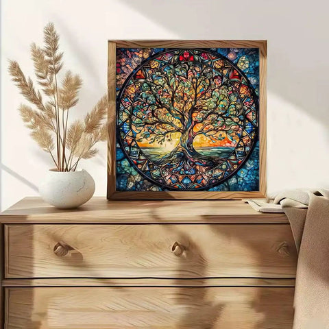 Tree Of Life Diamond Painting Kit For Adults Beginners 5D Full Drill Round Beads DIY Dot Art For Home Wall Decor 13.7 X 13.7 Inches