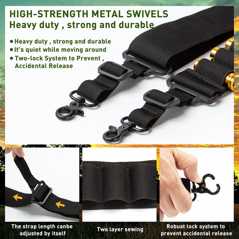 Two Point Shotgun Sling For 12 Gauge With 15 Round Capacity And 8 Round Butt Stock Heavy-duty metal swivels detail