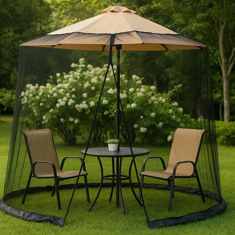Double Sided Mosquito Netting For 7.5 To 10 Ft Patio Umbrella And Gazebo Easy Installation Weatherproof Black Canopy Net Fits