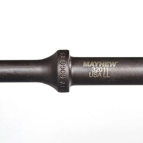 Close-up of the Pneumatic Taper Punch Built Tough 3/8 Inch Tip Tapers To 1/2 Inch Body, 18 Inch Shaft, black oxide finish, USA made