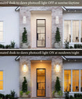 2 Pack Dusk To Dawn Outdoor Wall Sconces With Photocell Sensor Waterproof White Wall Mount Lanterns Off and On