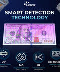 Image showing $100 bill under ultraviolet light for detection by 2 In 1 Money Counter And Counterfeit Bill Detector With Voice Alerts.