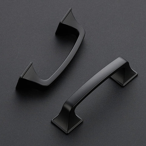 30 Pack Solid 3 Inch Center To Center Square Arch Cabinet Pulls Matte Black, two displayed on a surface
