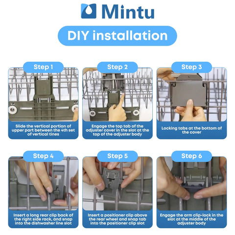 Step-by-step DIY installation of Dishwasher Top Rack Adjuster Replacement Part Universal Fit For Popular Models WDT730PAHZ0 WDT750SAHZ0