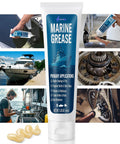 Marine grease tube, white with blue label, 200 ml; used for boat propeller shafts, rudder bearings, trailers and deck machinery