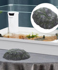 Top Shelf Floating Turtle Basking Platform With Smooth Stairs And Low Key Indestructible Resin Build, realistic rock design for small tortoise tanks.