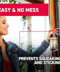Person using Pro Grade Garage Door Lubricant Twin Pack With Smart Straw Sprays 2 Ways 11 Oz Each to prevent squeaks.