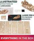 Rescue Hovercraft Wood Model Kit For Builders 1 24 Scale With Windup Motor And Intricate Twin Prop Design, parts and box